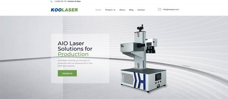 Koolaser homepage showcasing advanced laser welding technology